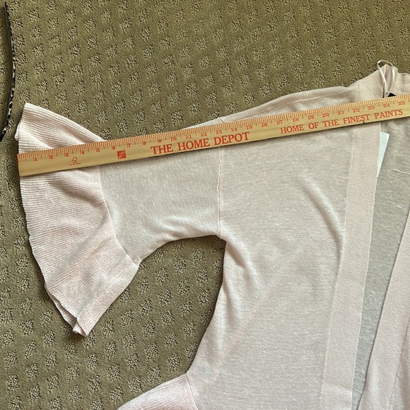 NEW Ann Taylor Pink Ruffle Open Cardigan Lightweight Linen Blend Sweater - Picture 9 of 11